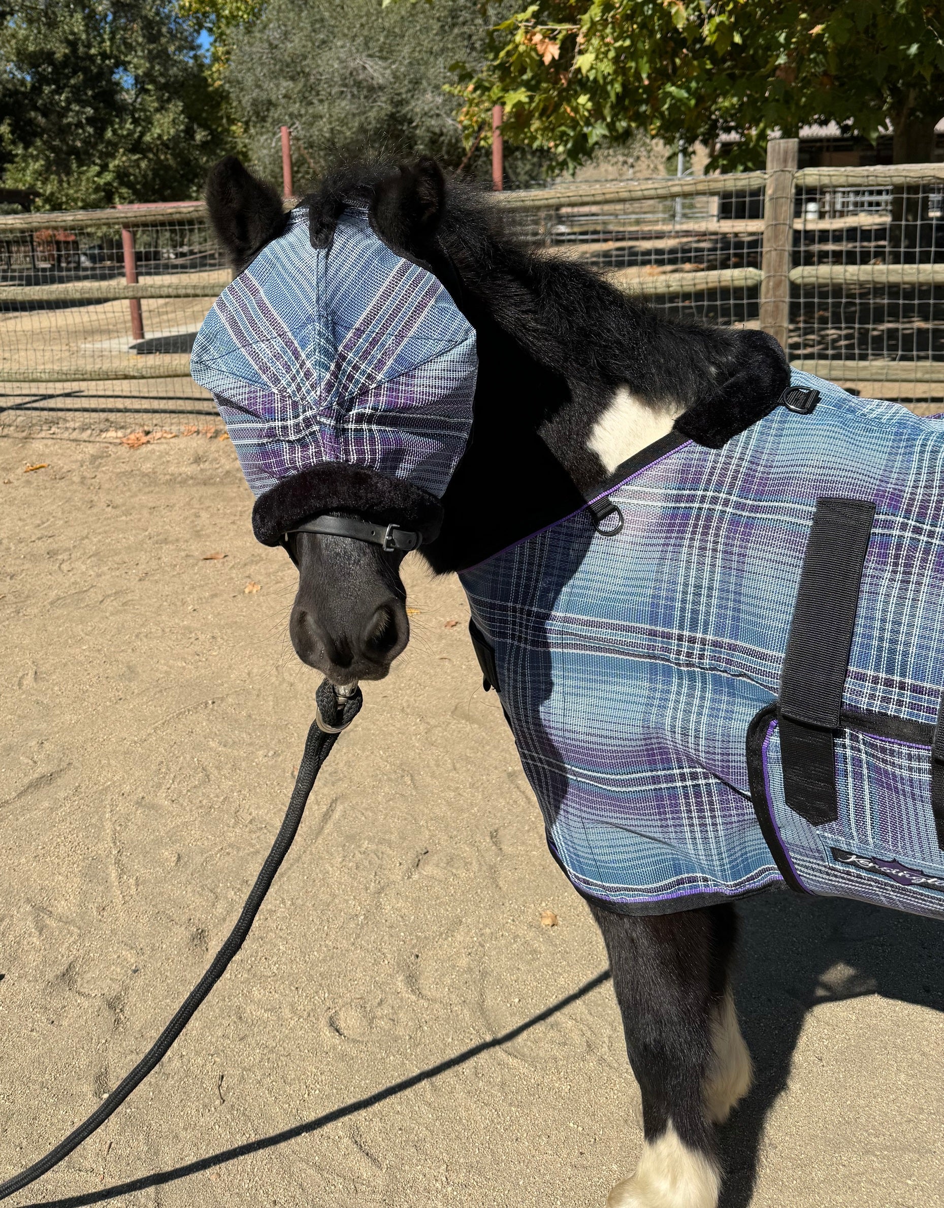 Mini/Pony Fly Mask with Fleece Trim & Dual Ear Openings 73% UV *New Design - Kensington Protective Products - Equiluxe Tack