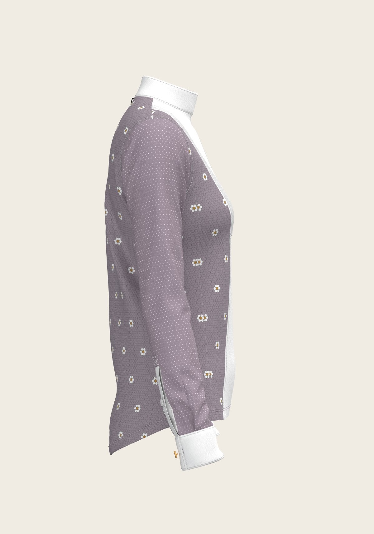 Mosaic Daises in Lavender Short Pleated Long Sleeve Show Shirt - Espoir Equestrian - Equiluxe Tack