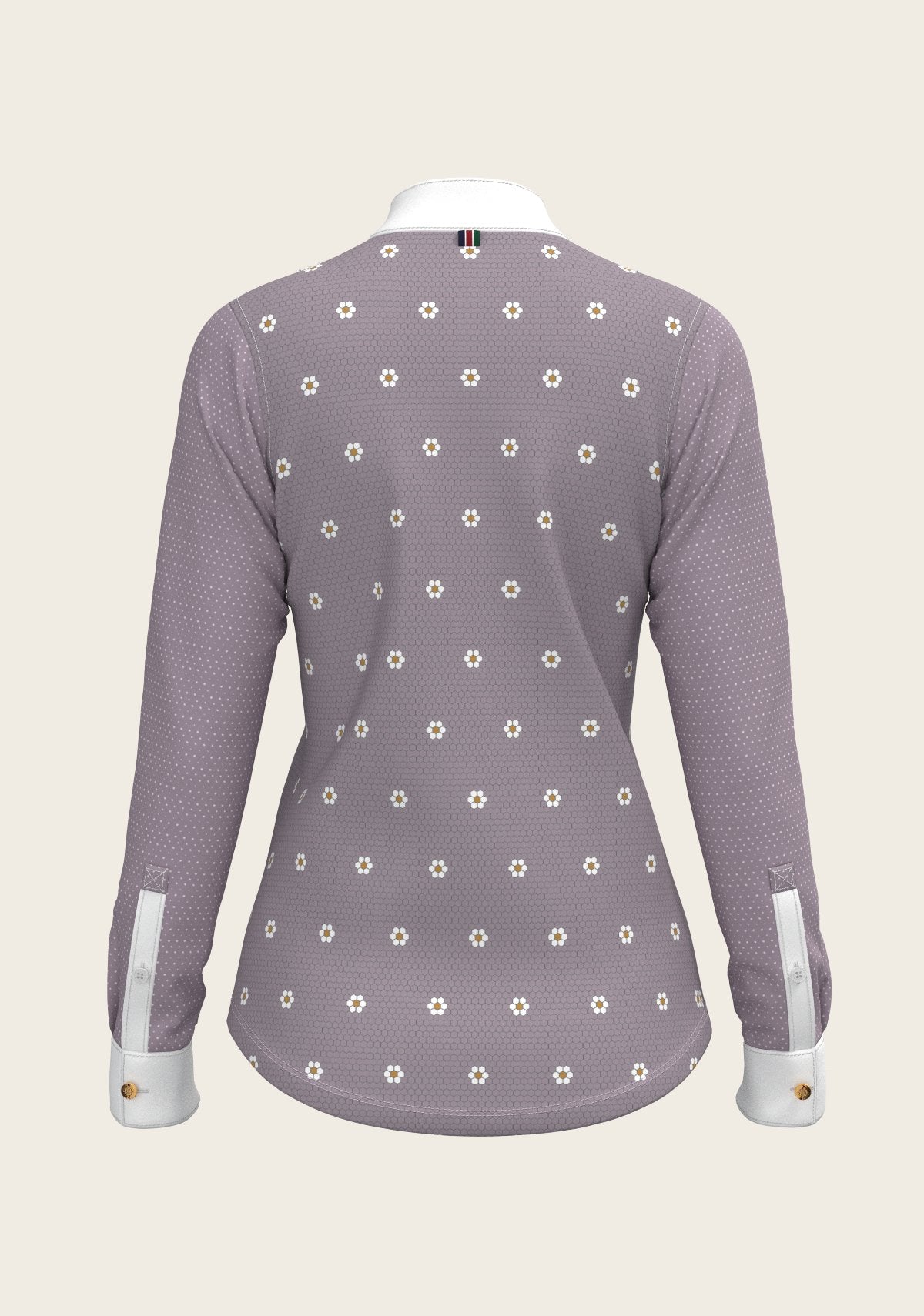 Mosaic Daises in Lavender Short Pleated Long Sleeve Show Shirt - Espoir Equestrian - Equiluxe Tack