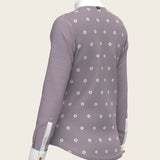 Mosaic Daises in Lavender Short Pleated Long Sleeve Show Shirt - Espoir Equestrian - Equiluxe Tack