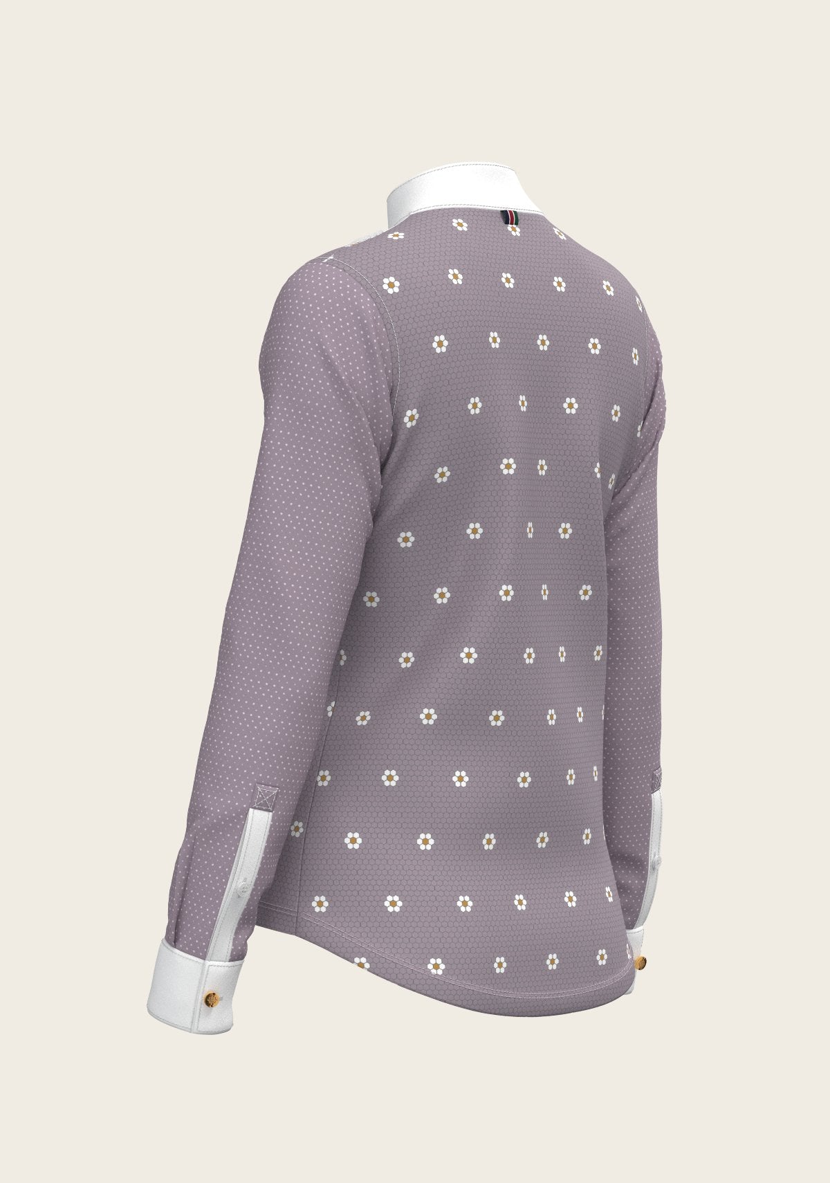 Mosaic Daises in Lavender Short Pleated Long Sleeve Show Shirt - Espoir Equestrian - Equiluxe Tack