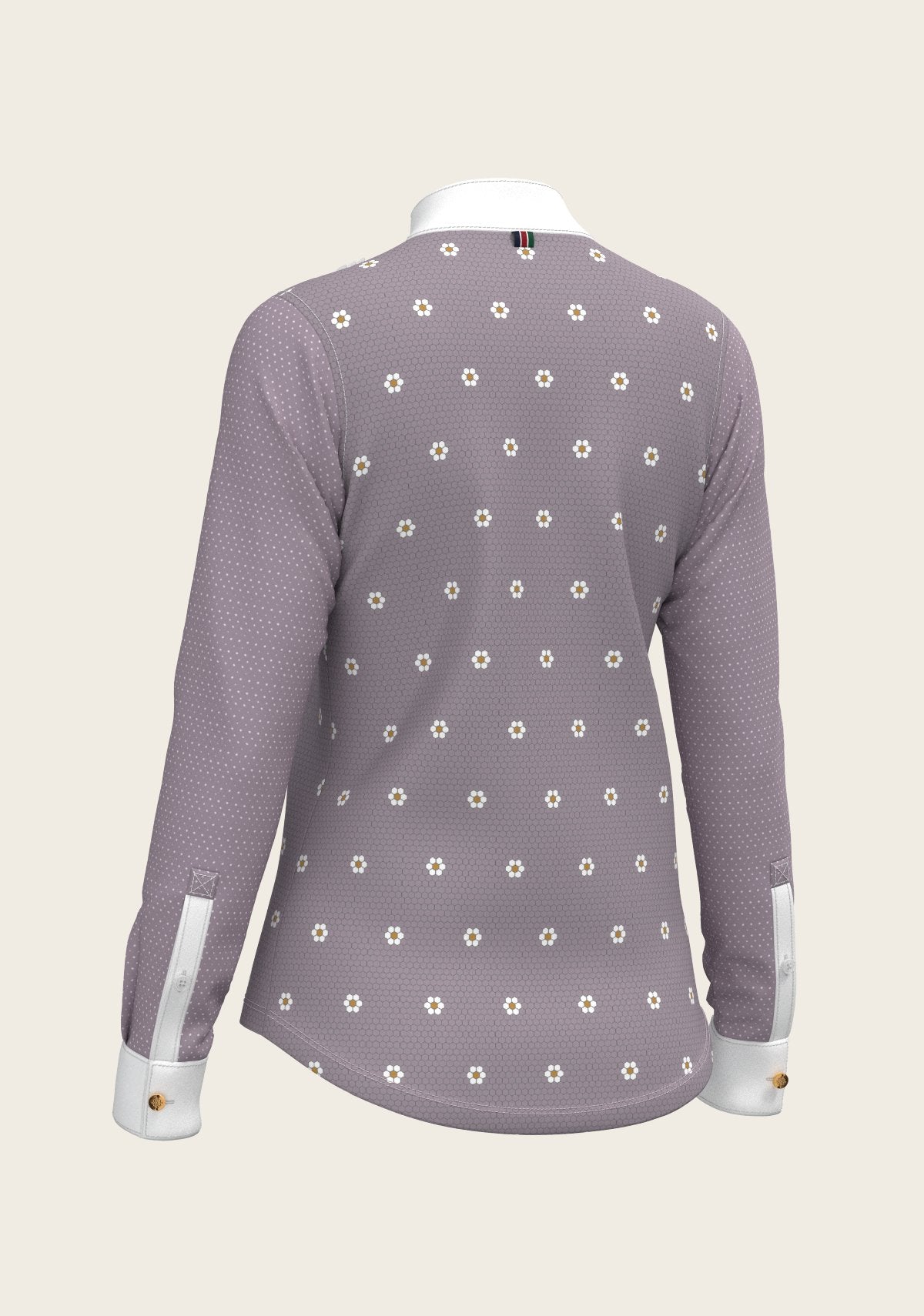 Mosaic Daises in Lavender Short Pleated Long Sleeve Show Shirt - Espoir Equestrian - Equiluxe Tack