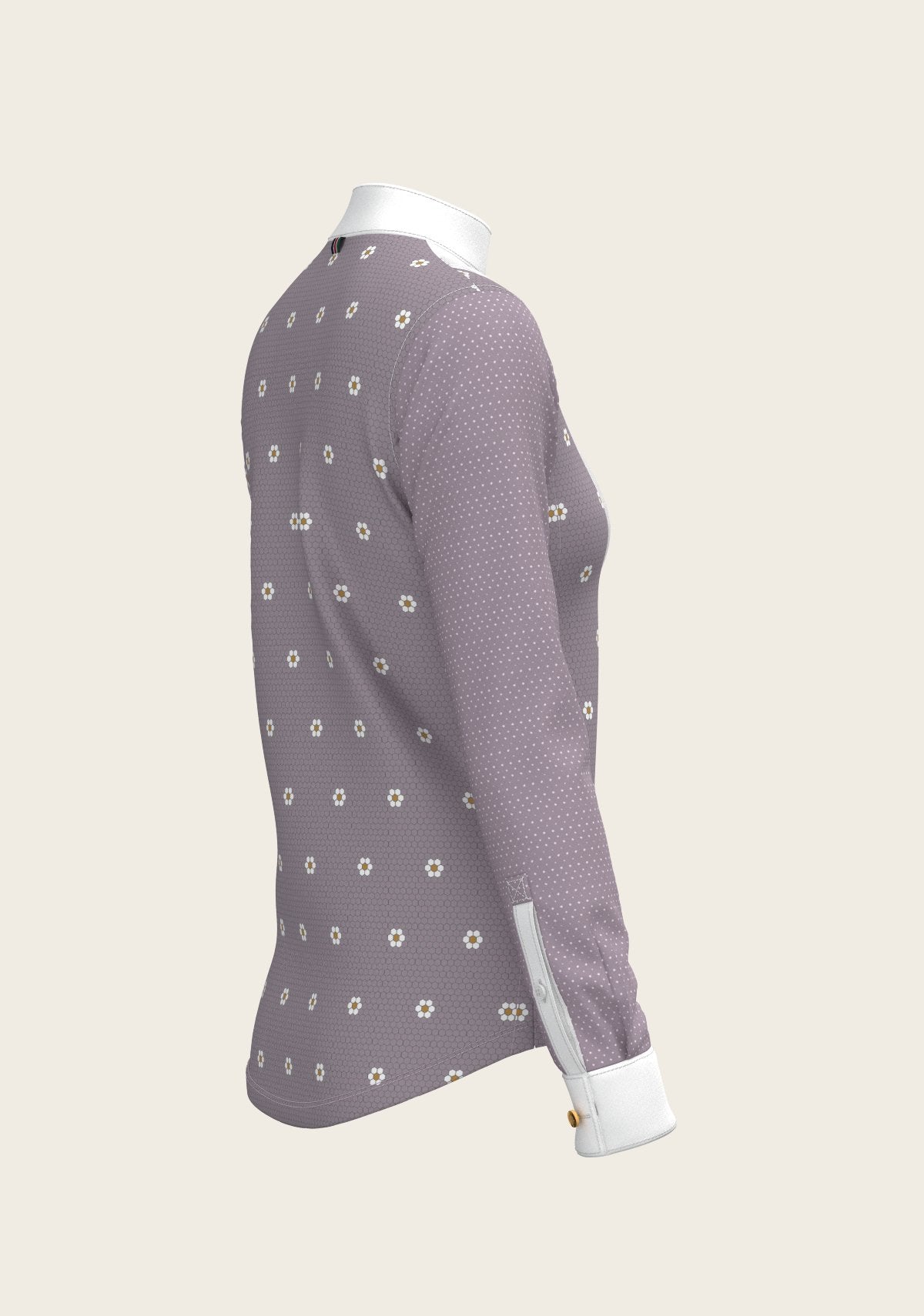 Mosaic Daises in Lavender Short Pleated Long Sleeve Show Shirt - Espoir Equestrian - Equiluxe Tack