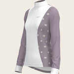 Mosaic Daises in Lavender Short Pleated Long Sleeve Show Shirt - Espoir Equestrian - Equiluxe Tack