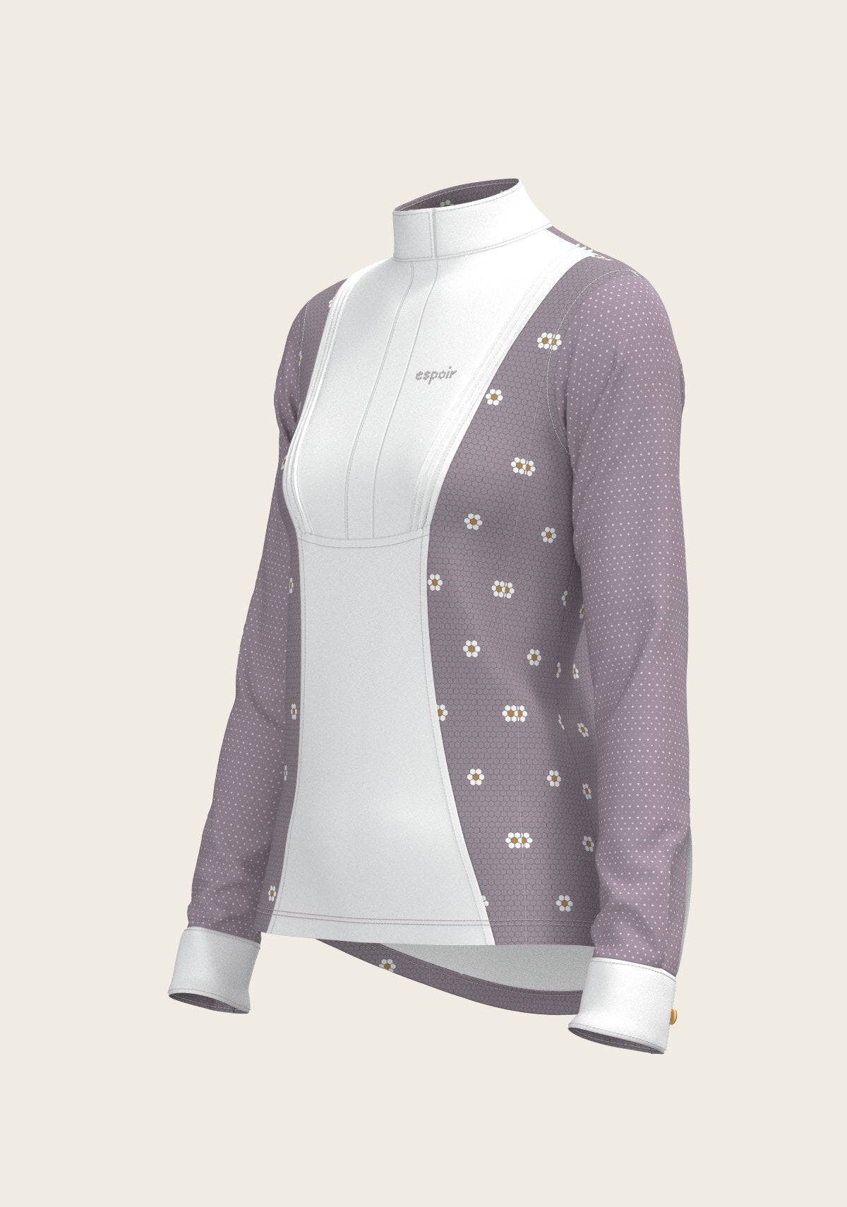 Mosaic Daises in Lavender Short Pleated Long Sleeve Show Shirt - Espoir Equestrian - Equiluxe Tack