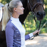 Mosaic Daises in Lavender Short Pleated Long Sleeve Show Shirt - Espoir Equestrian - Equiluxe Tack