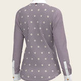 Mosaic Daises in Lavender Short Pleated Long Sleeve Show Shirt - Espoir Equestrian - Equiluxe Tack