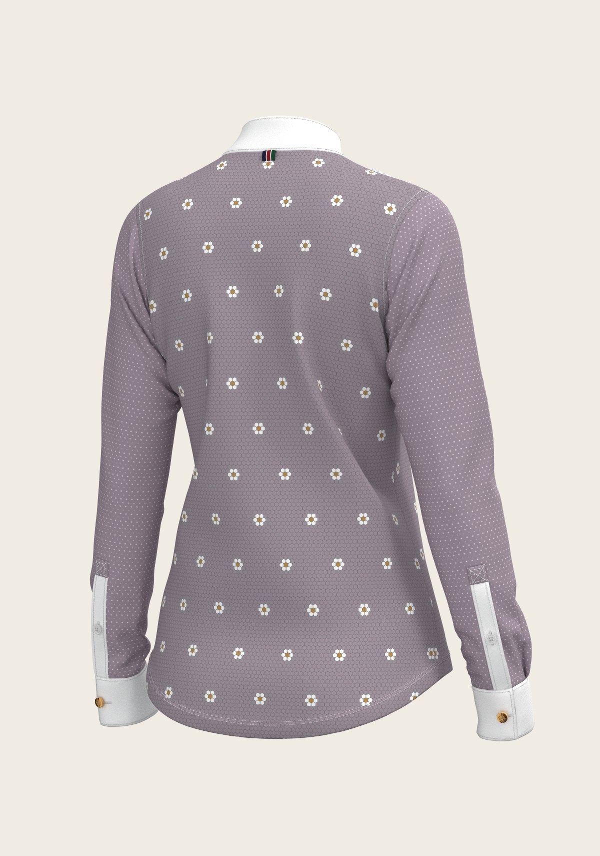 Mosaic Daises in Lavender Short Pleated Long Sleeve Show Shirt - Espoir Equestrian - Equiluxe Tack