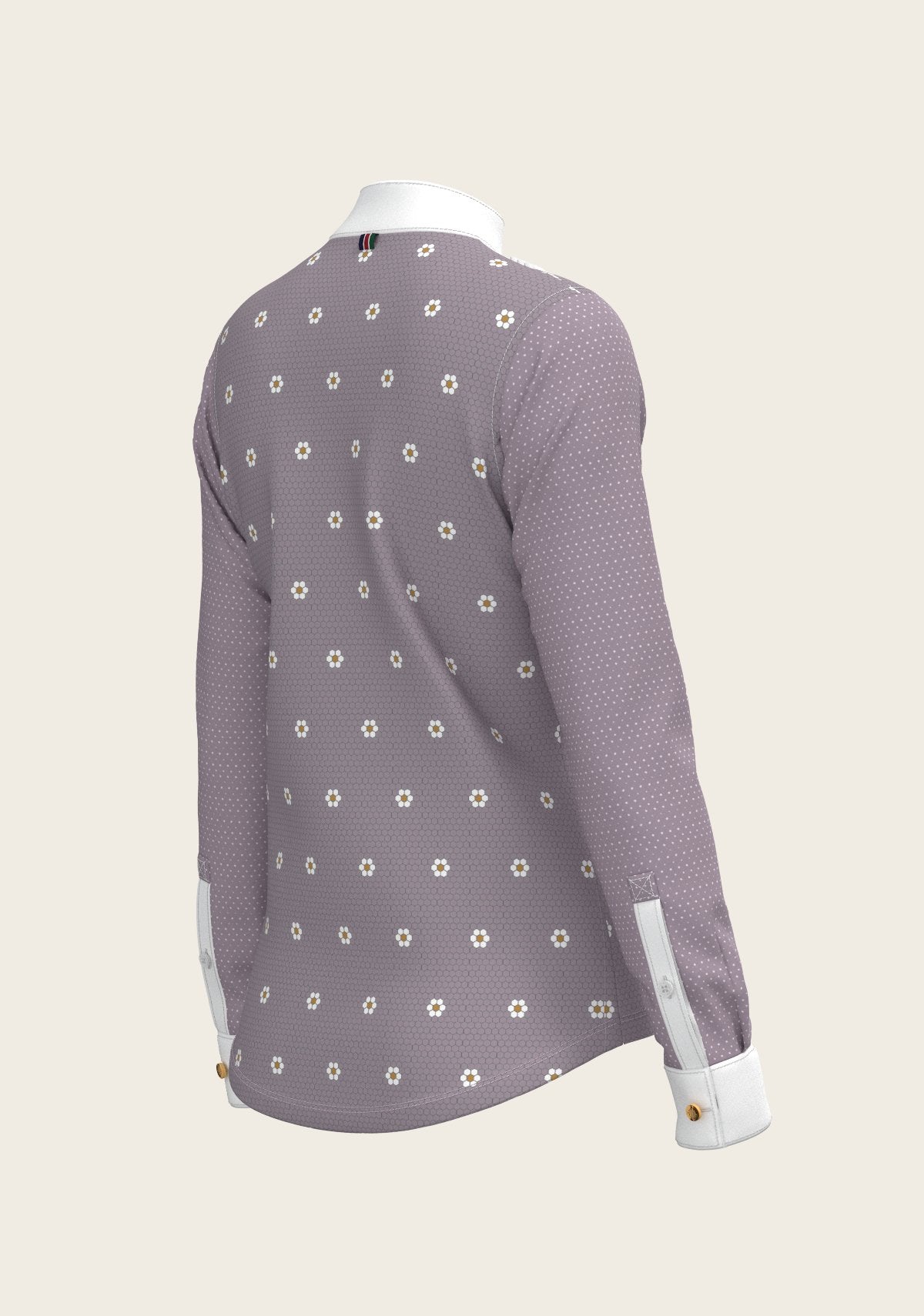 Mosaic Daises in Lavender Short Pleated Long Sleeve Show Shirt - Espoir Equestrian - Equiluxe Tack