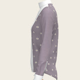 Mosaic Daises in Lavender Short Pleated Long Sleeve Show Shirt - Espoir Equestrian - Equiluxe Tack