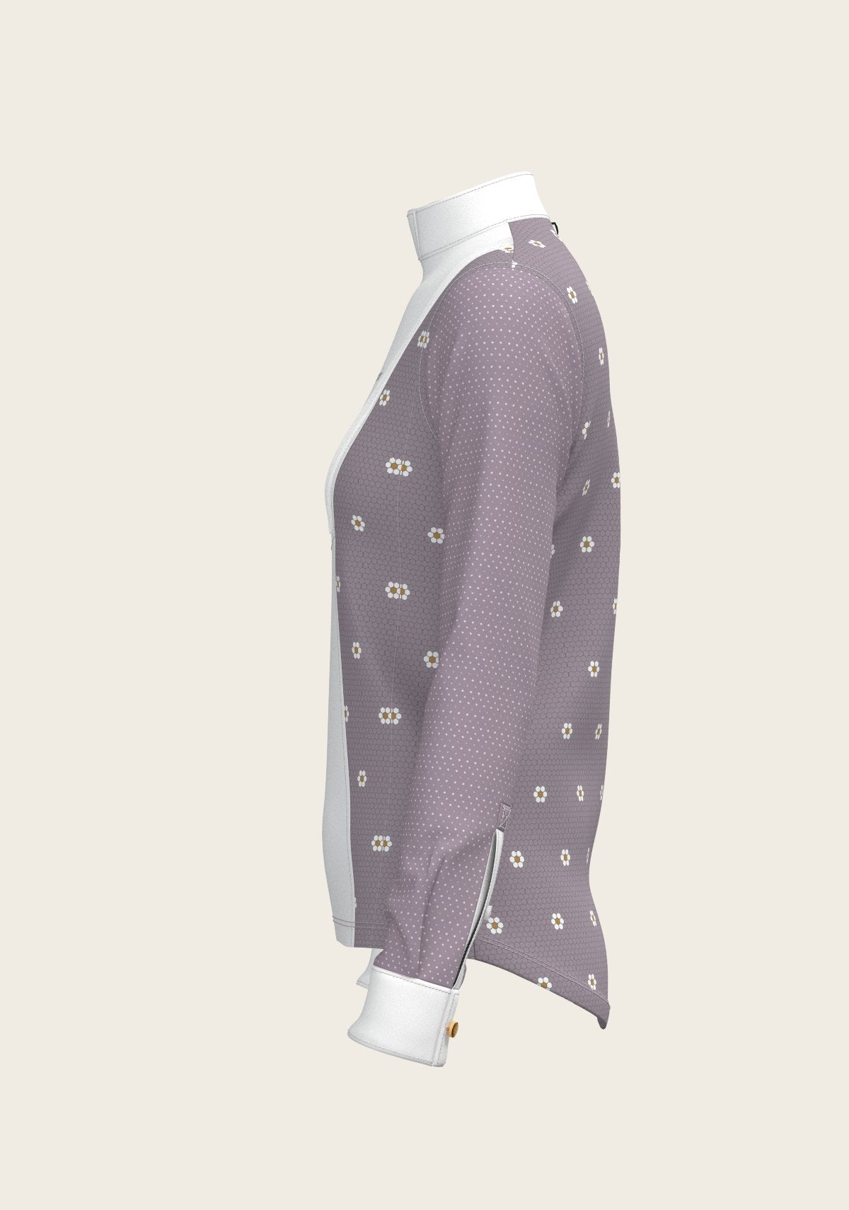 Mosaic Daises in Lavender Short Pleated Long Sleeve Show Shirt - Espoir Equestrian - Equiluxe Tack