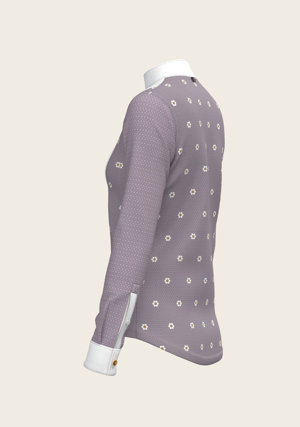 Mosaic Daises in Lavender Short Pleated Long Sleeve Show Shirt - Espoir Equestrian - Equiluxe Tack