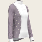 Mosaic Daises in Lavender Short Pleated Long Sleeve Show Shirt - Espoir Equestrian - Equiluxe Tack