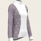 Mosaic Daises in Lavender Short Pleated Long Sleeve Show Shirt - Espoir Equestrian - Equiluxe Tack