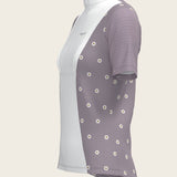 Mosaic Daises in Lavender Short Pleated Short Sleeve Show Shirt - Espoir Equestrian - Equiluxe Tack