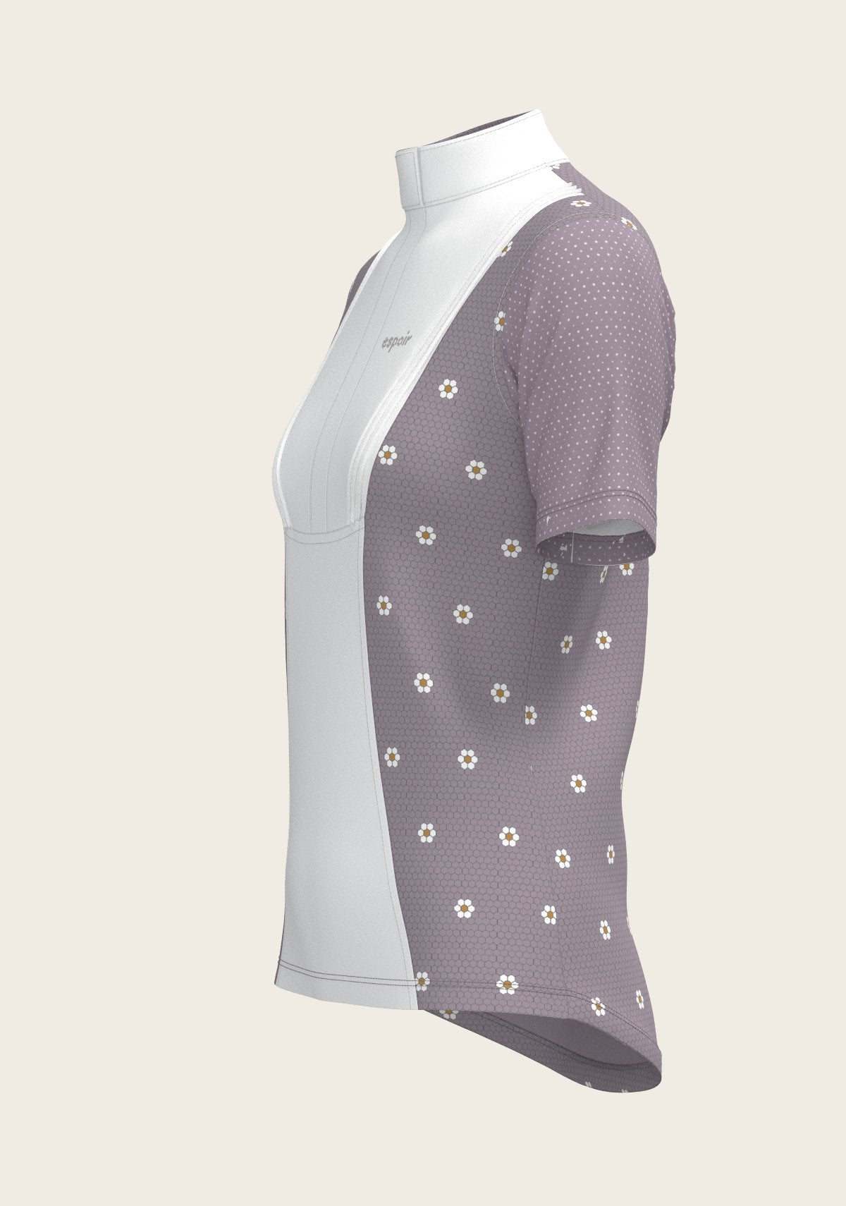 Mosaic Daises in Lavender Short Pleated Short Sleeve Show Shirt - Espoir Equestrian - Equiluxe Tack