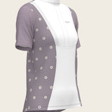 Mosaic Daises in Lavender Short Pleated Short Sleeve Show Shirt - Espoir Equestrian - Equiluxe Tack