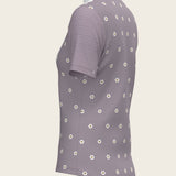 Mosaic Daises in Lavender Short Pleated Short Sleeve Show Shirt - Espoir Equestrian - Equiluxe Tack