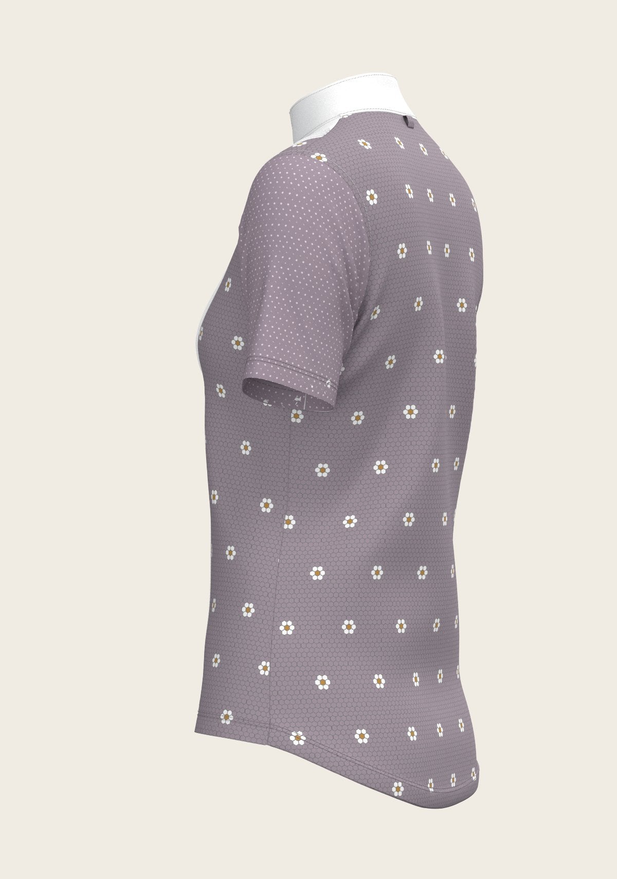 Mosaic Daises in Lavender Short Pleated Short Sleeve Show Shirt - Espoir Equestrian - Equiluxe Tack