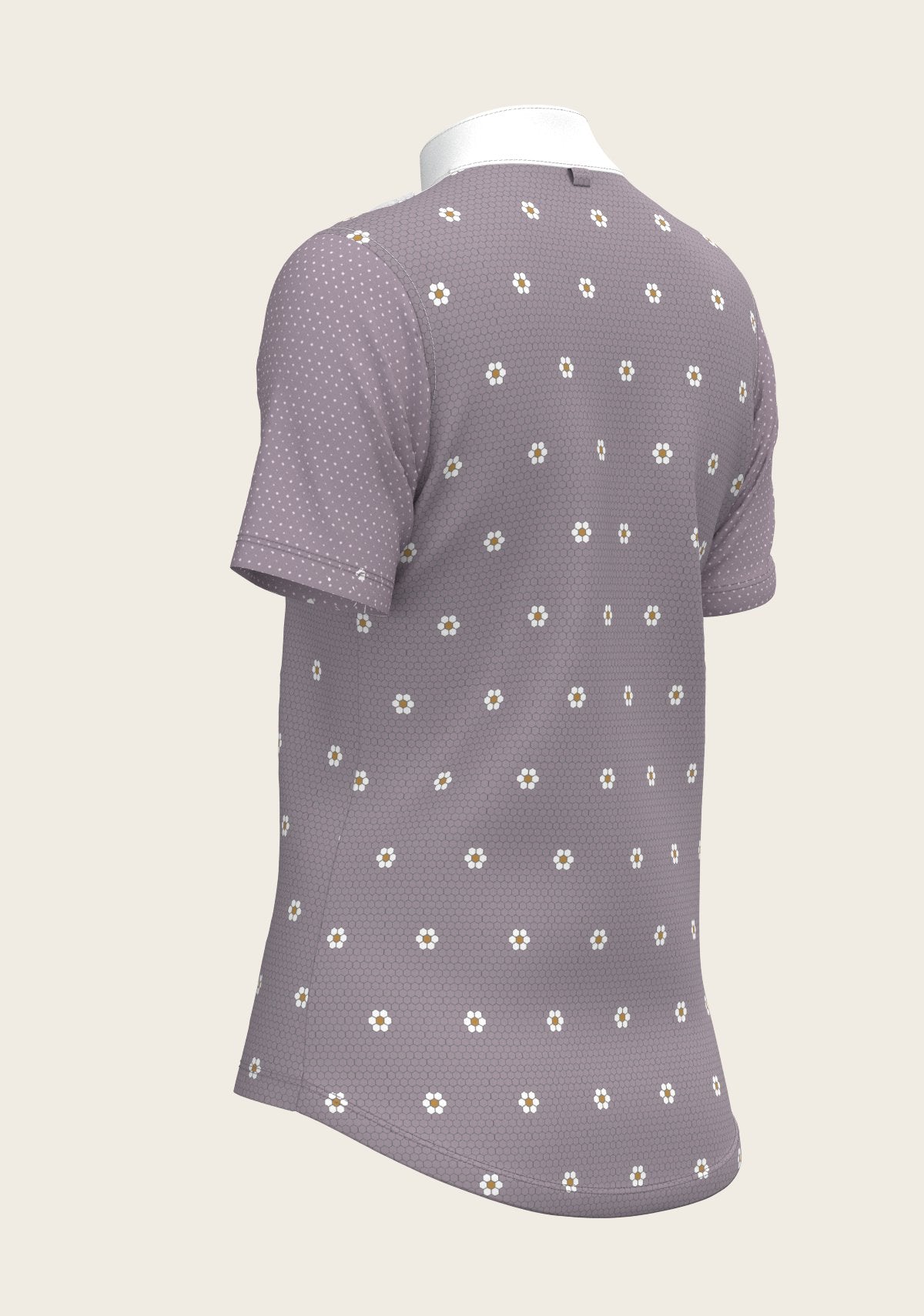 Mosaic Daises in Lavender Short Pleated Short Sleeve Show Shirt - Espoir Equestrian - Equiluxe Tack