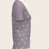 Mosaic Daises in Lavender Short Pleated Short Sleeve Show Shirt - Espoir Equestrian - Equiluxe Tack