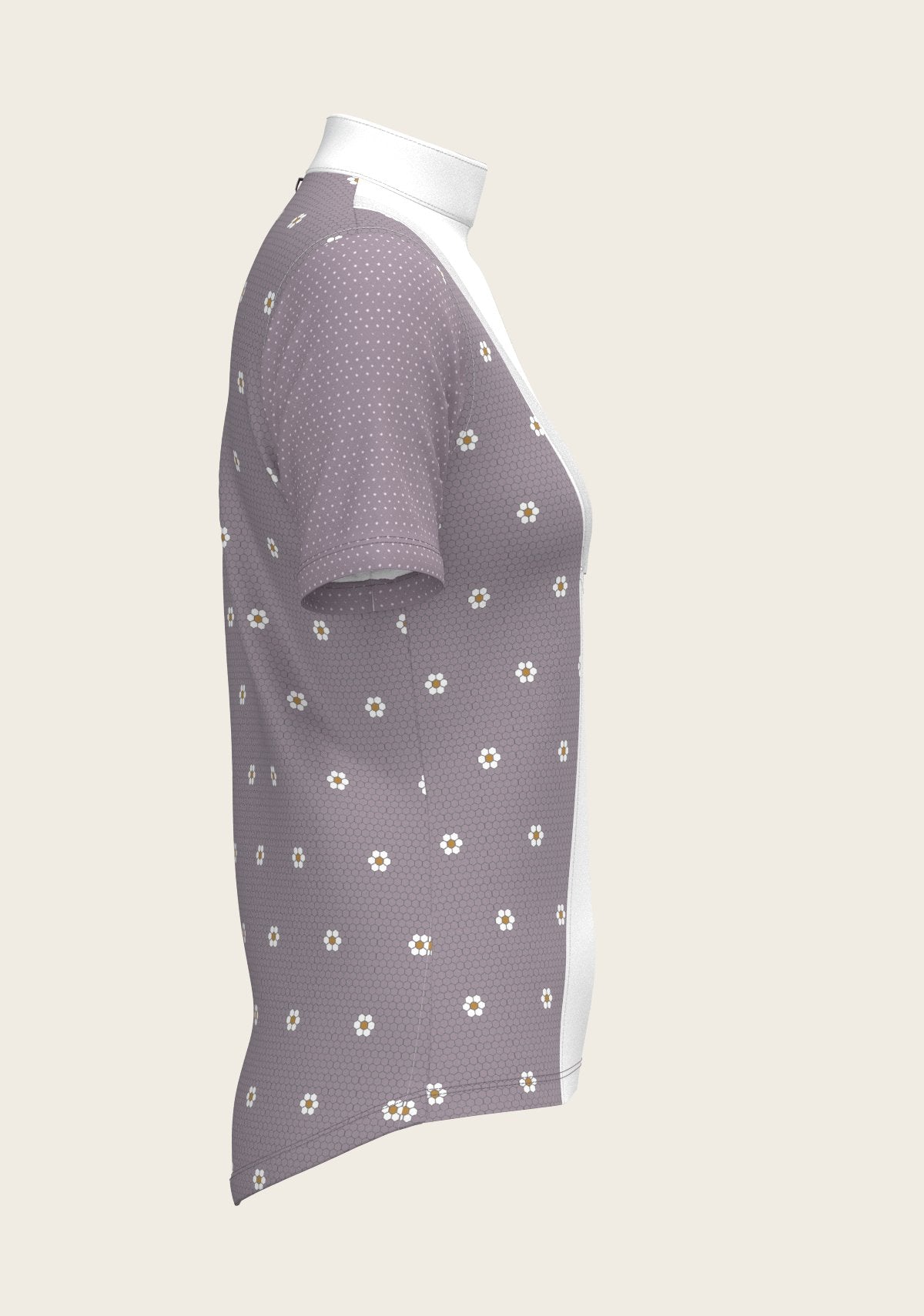 Mosaic Daises in Lavender Short Pleated Short Sleeve Show Shirt - Espoir Equestrian - Equiluxe Tack