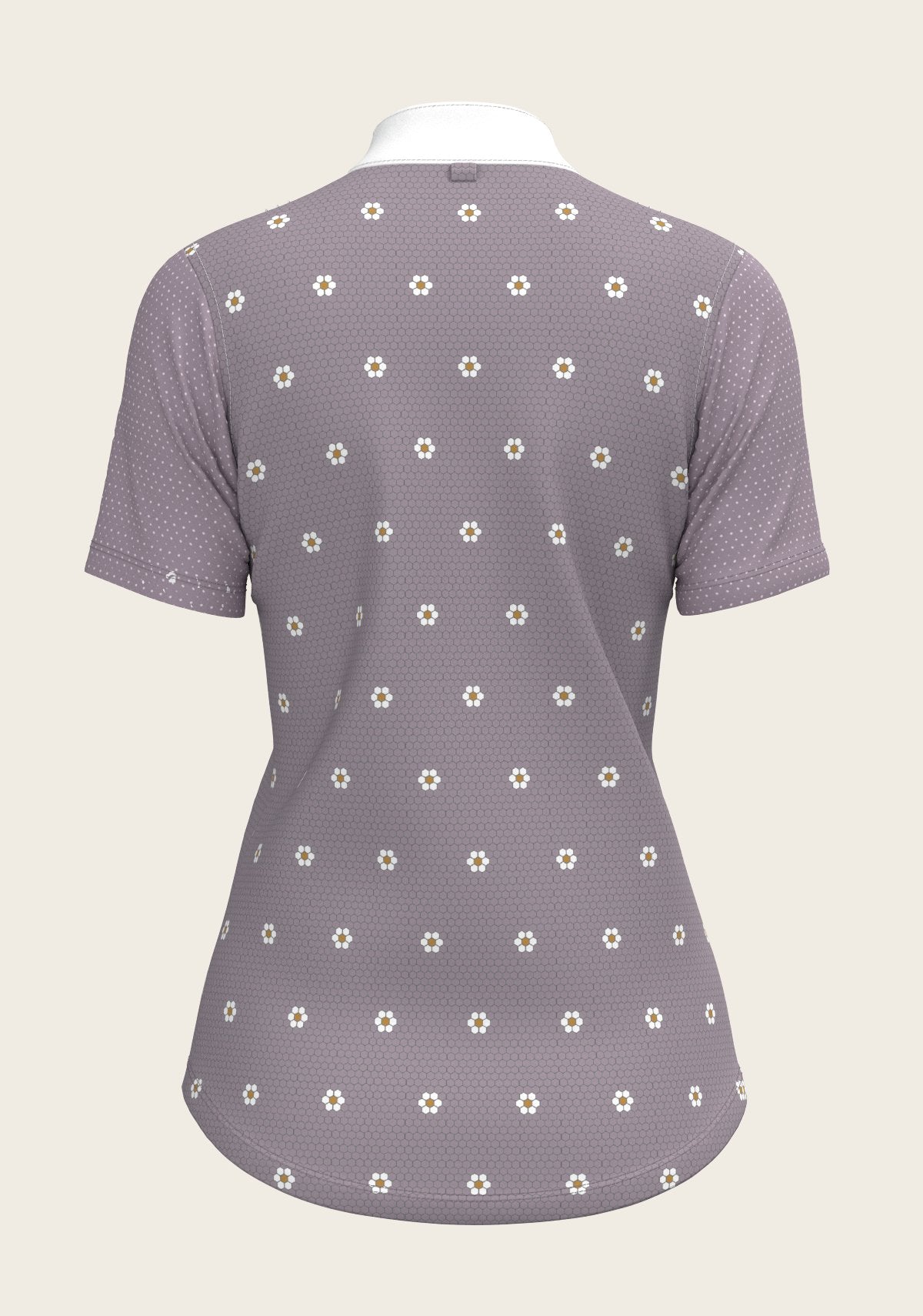 Mosaic Daises in Lavender Short Pleated Short Sleeve Show Shirt - Espoir Equestrian - Equiluxe Tack