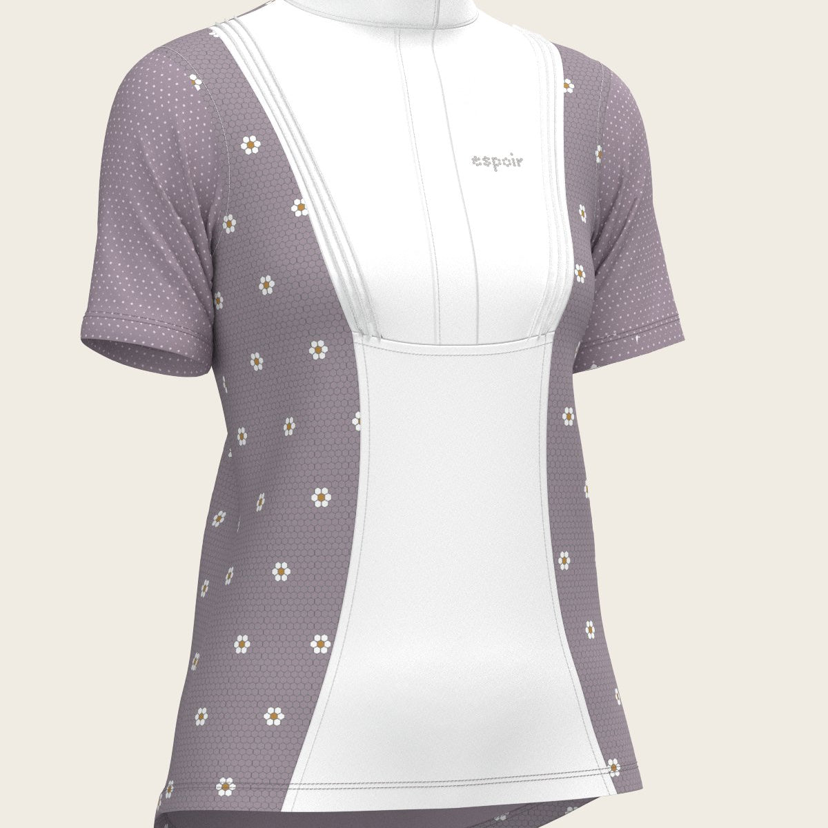 Mosaic Daises in Lavender Short Pleated Short Sleeve Show Shirt - Espoir Equestrian - Equiluxe Tack