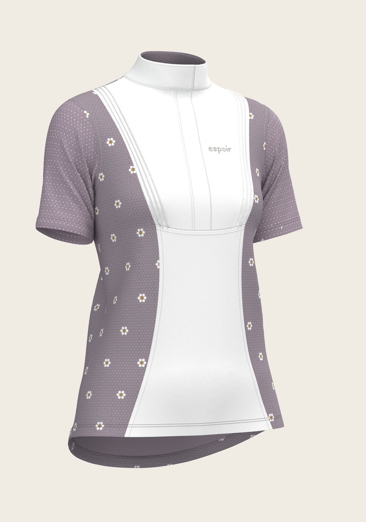 Mosaic Daises in Lavender Short Pleated Short Sleeve Show Shirt - Espoir Equestrian - Equiluxe Tack