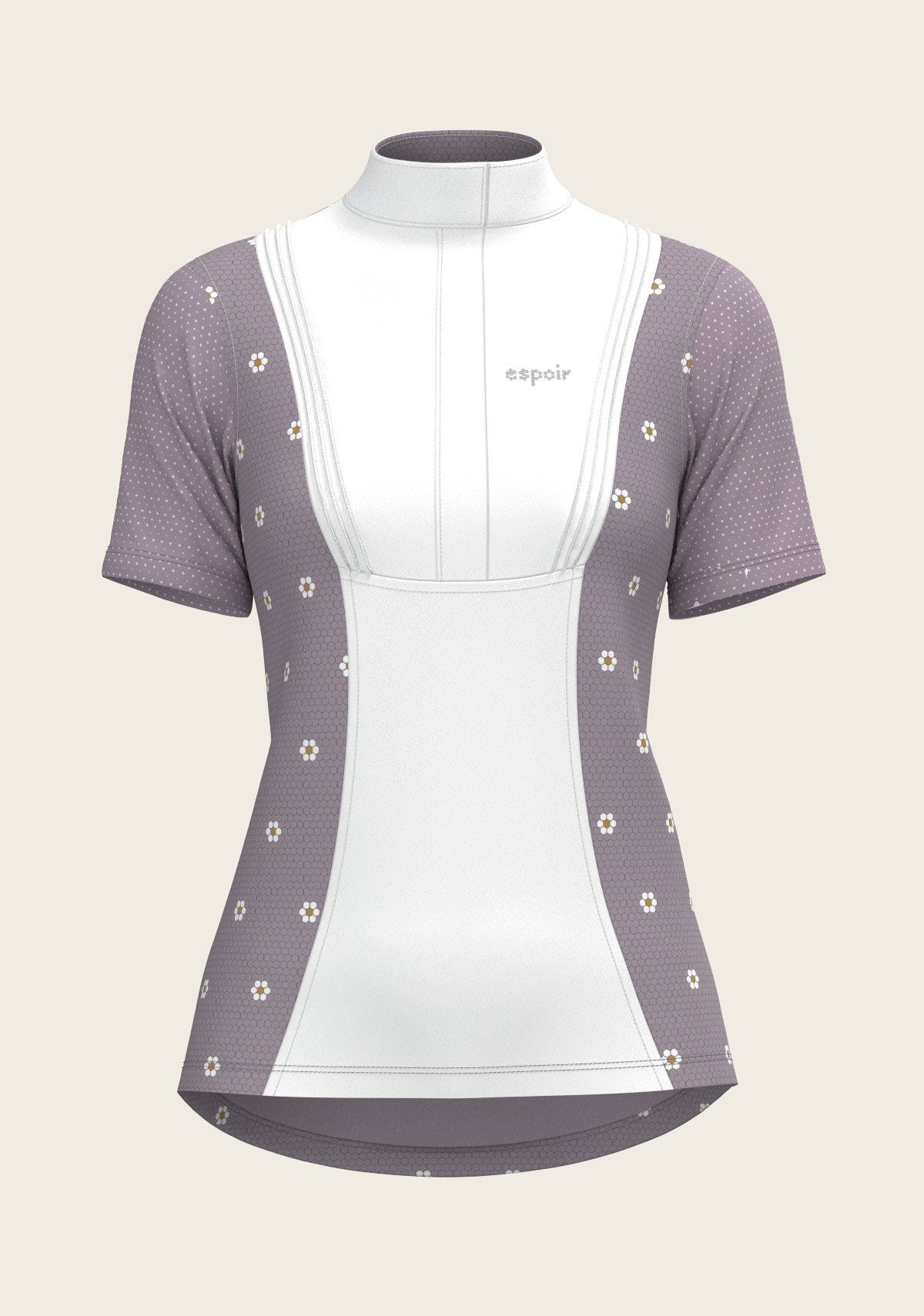 Mosaic Daises in Lavender Short Pleated Short Sleeve Show Shirt - Espoir Equestrian - Equiluxe Tack