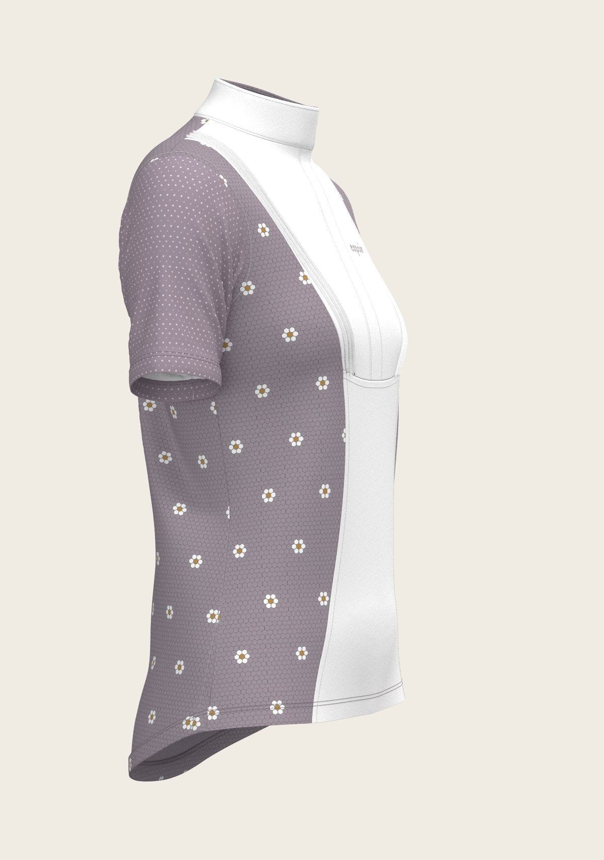 Mosaic Daises in Lavender Short Pleated Short Sleeve Show Shirt - Espoir Equestrian - Equiluxe Tack