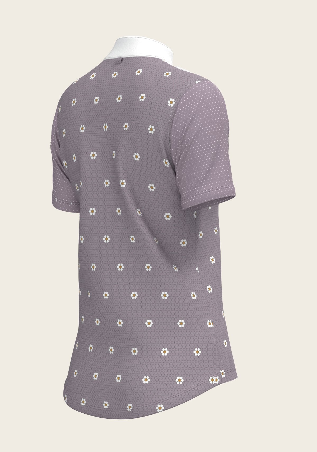 Mosaic Daises in Lavender Short Pleated Short Sleeve Show Shirt - Espoir Equestrian - Equiluxe Tack