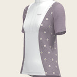 Mosaic Daises in Lavender Short Pleated Short Sleeve Show Shirt - Espoir Equestrian - Equiluxe Tack