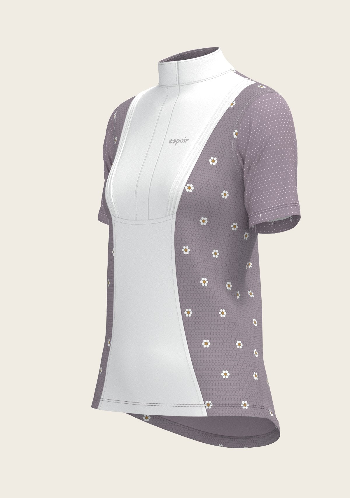 Mosaic Daises in Lavender Short Pleated Short Sleeve Show Shirt - Espoir Equestrian - Equiluxe Tack