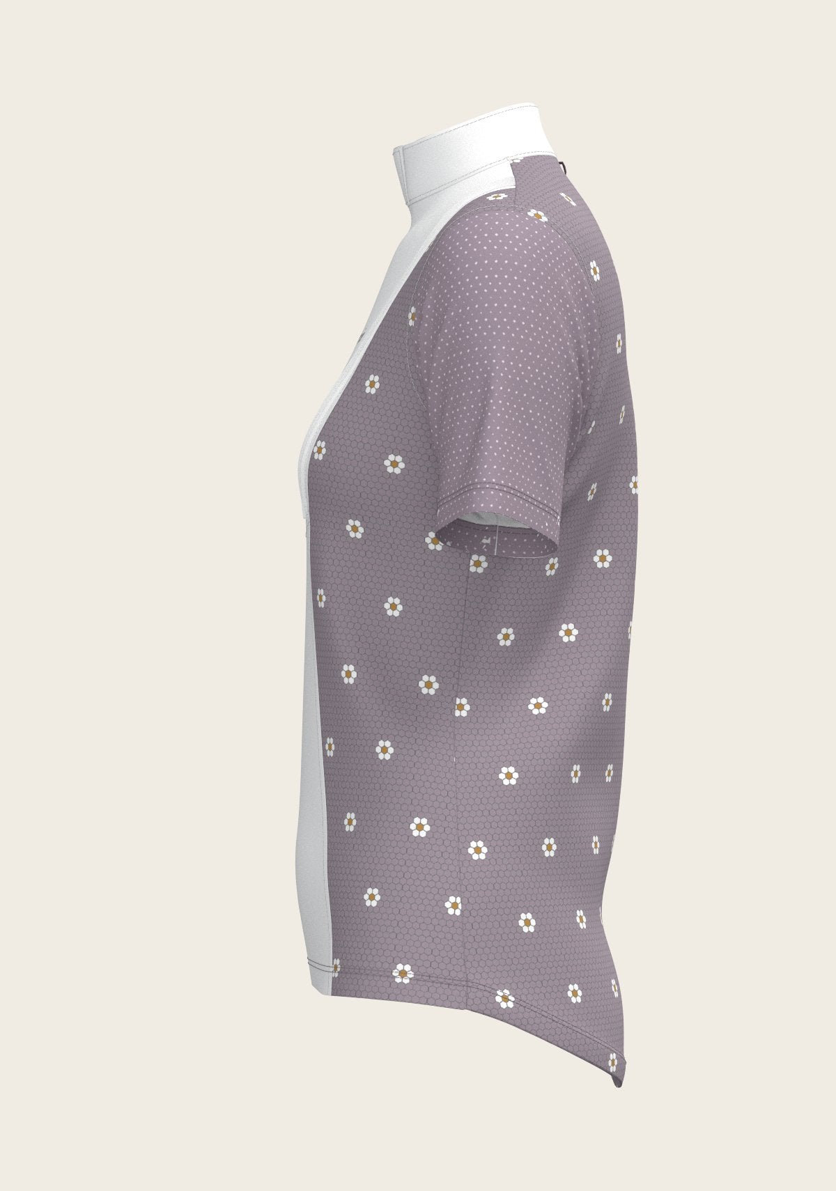 Mosaic Daises in Lavender Short Pleated Short Sleeve Show Shirt - Espoir Equestrian - Equiluxe Tack