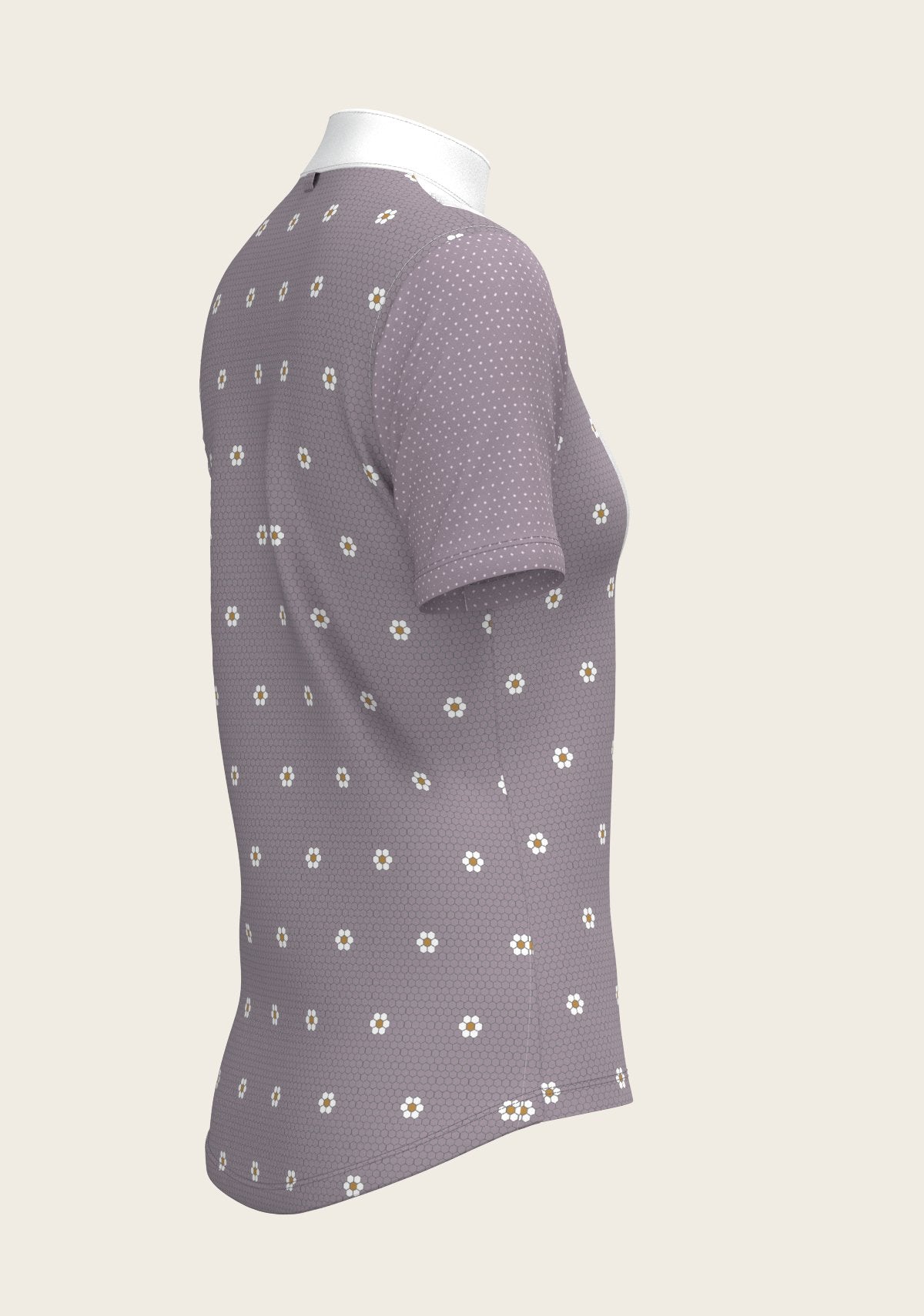 Mosaic Daises in Lavender Short Pleated Short Sleeve Show Shirt - Espoir Equestrian - Equiluxe Tack