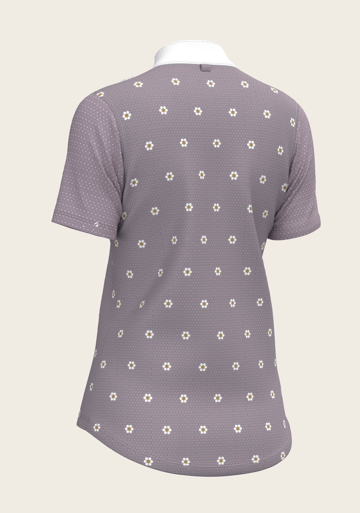 Mosaic Daises in Lavender Short Pleated Short Sleeve Show Shirt - Espoir Equestrian - Equiluxe Tack