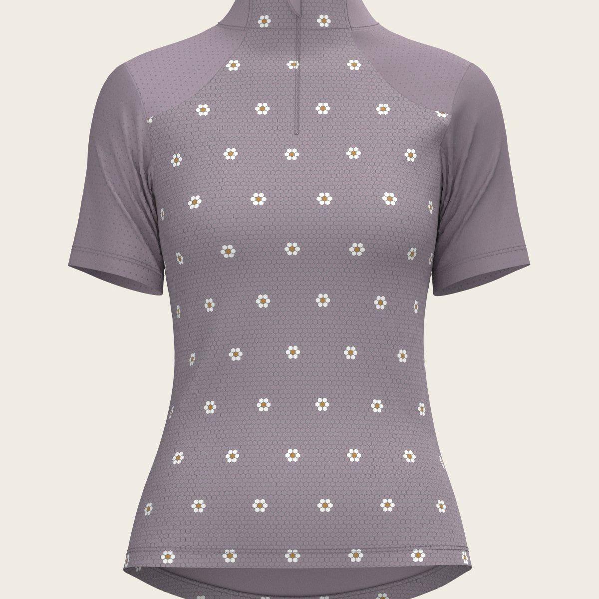 Mosaic Daises in Lavender Short Sleeve Sport Sun Shirt - Espoir Equestrian - Equiluxe Tack