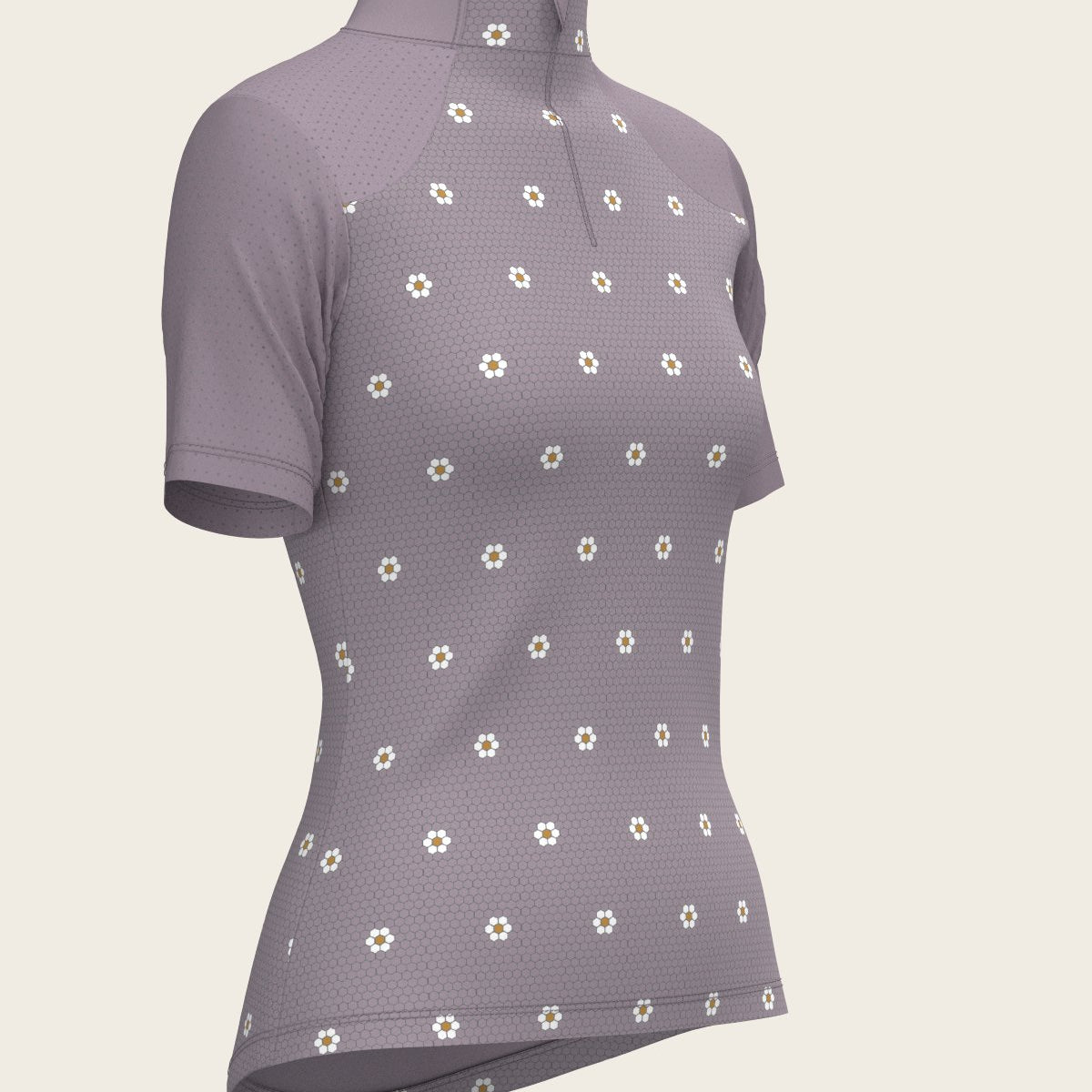 Mosaic Daises in Lavender Short Sleeve Sport Sun Shirt - Espoir Equestrian - Equiluxe Tack