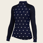 Mosaic Daises in Navy Long Sleeve Sport Sun Shirt - Espoir Equestrian - Equiluxe Tack