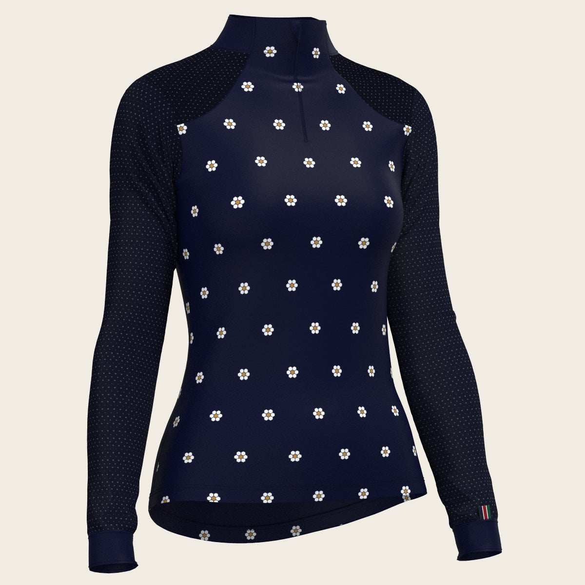 Mosaic Daises in Navy Long Sleeve Sport Sun Shirt - Espoir Equestrian - Equiluxe Tack