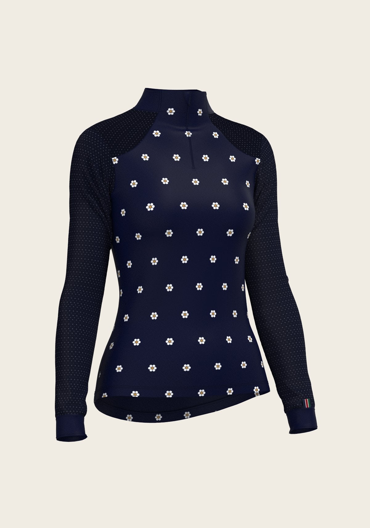 Mosaic Daises in Navy Long Sleeve Sport Sun Shirt - Espoir Equestrian - Equiluxe Tack