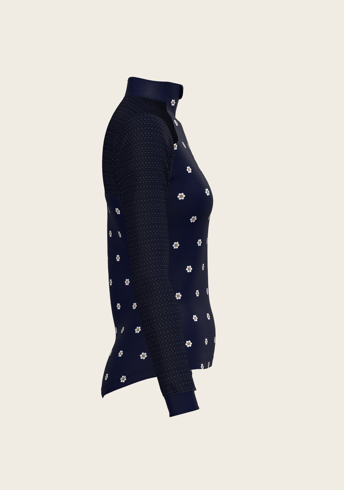 Mosaic Daises in Navy Long Sleeve Sport Sun Shirt - Espoir Equestrian - Equiluxe Tack