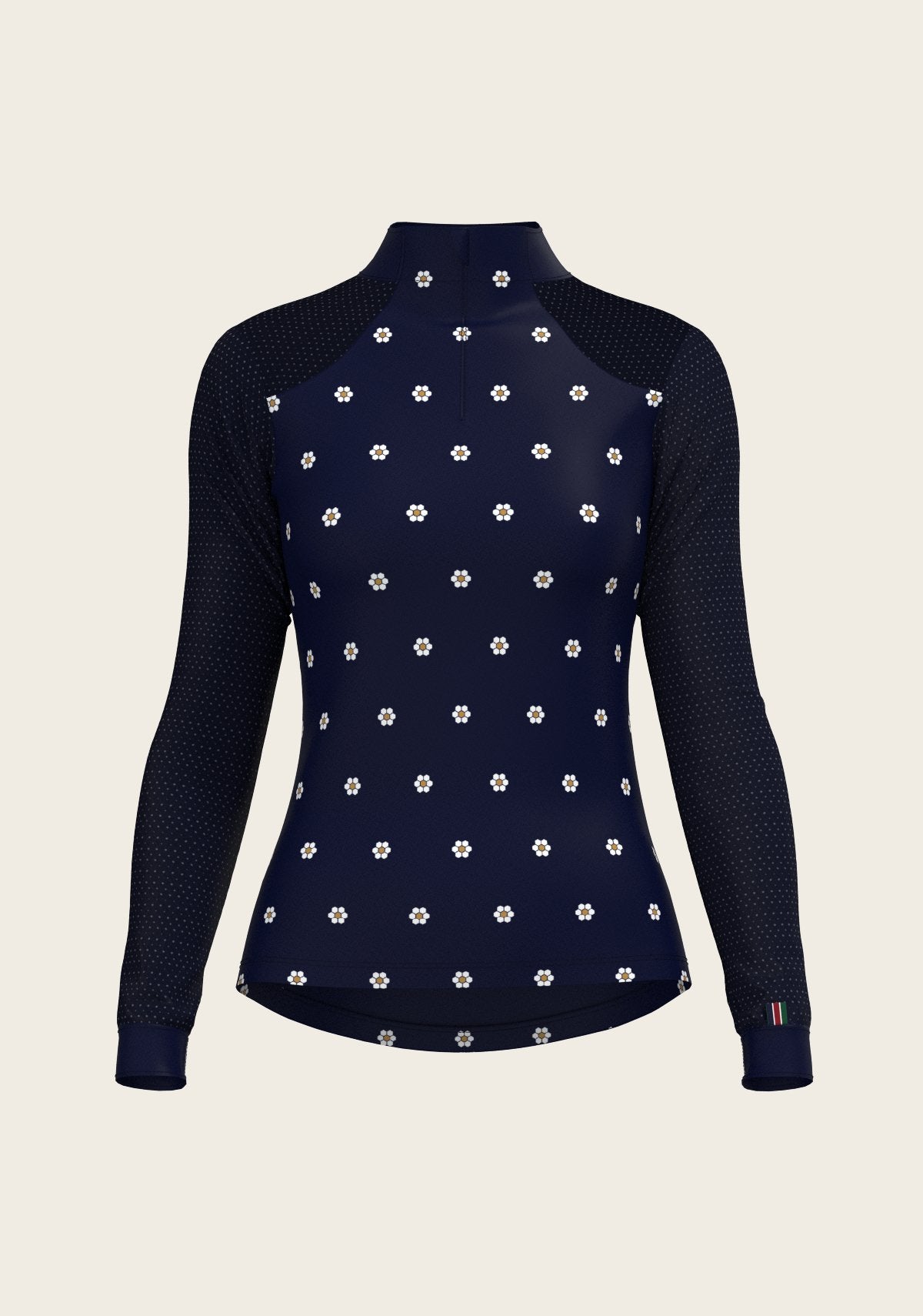 Mosaic Daises in Navy Long Sleeve Sport Sun Shirt - Espoir Equestrian - Equiluxe Tack