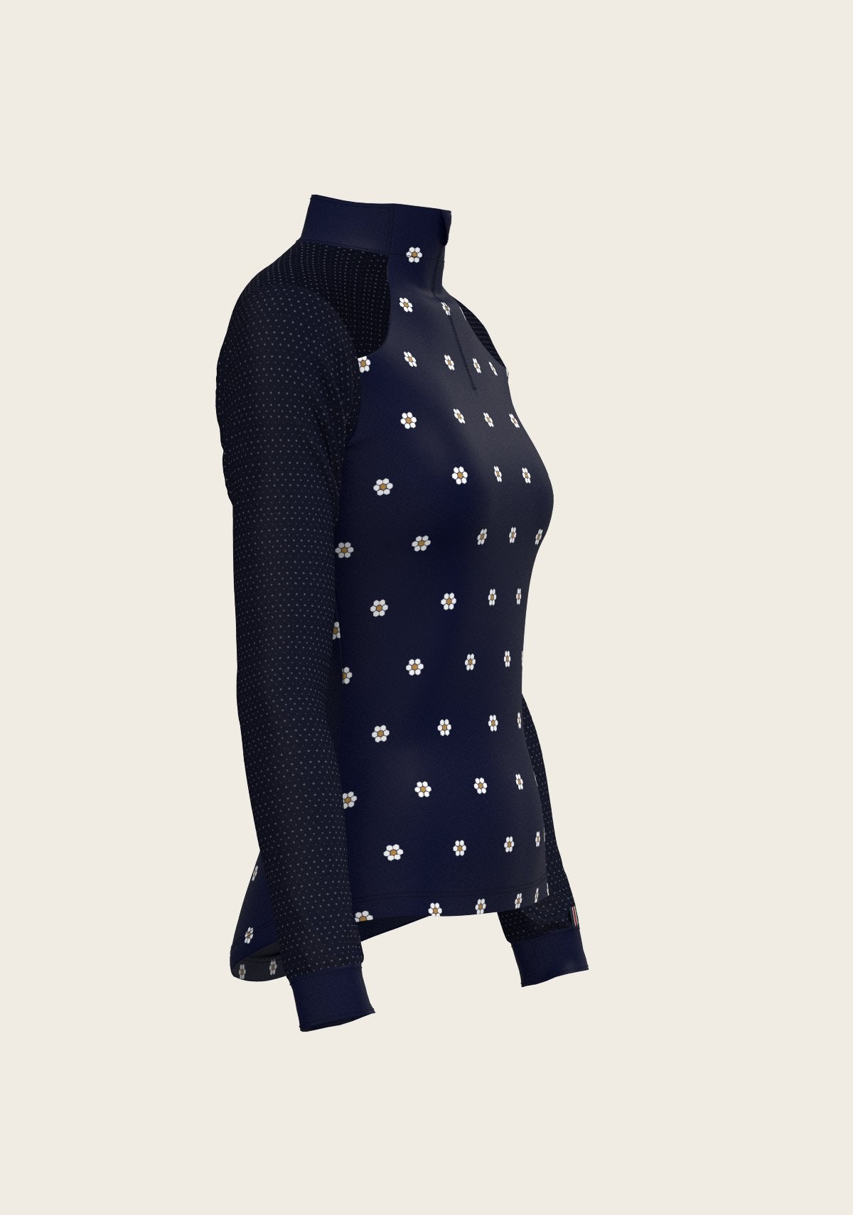 Mosaic Daises in Navy Long Sleeve Sport Sun Shirt - Espoir Equestrian - Equiluxe Tack