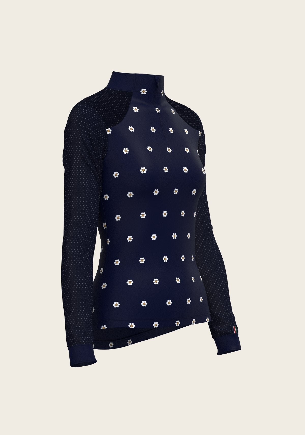 Mosaic Daises in Navy Long Sleeve Sport Sun Shirt - Espoir Equestrian - Equiluxe Tack