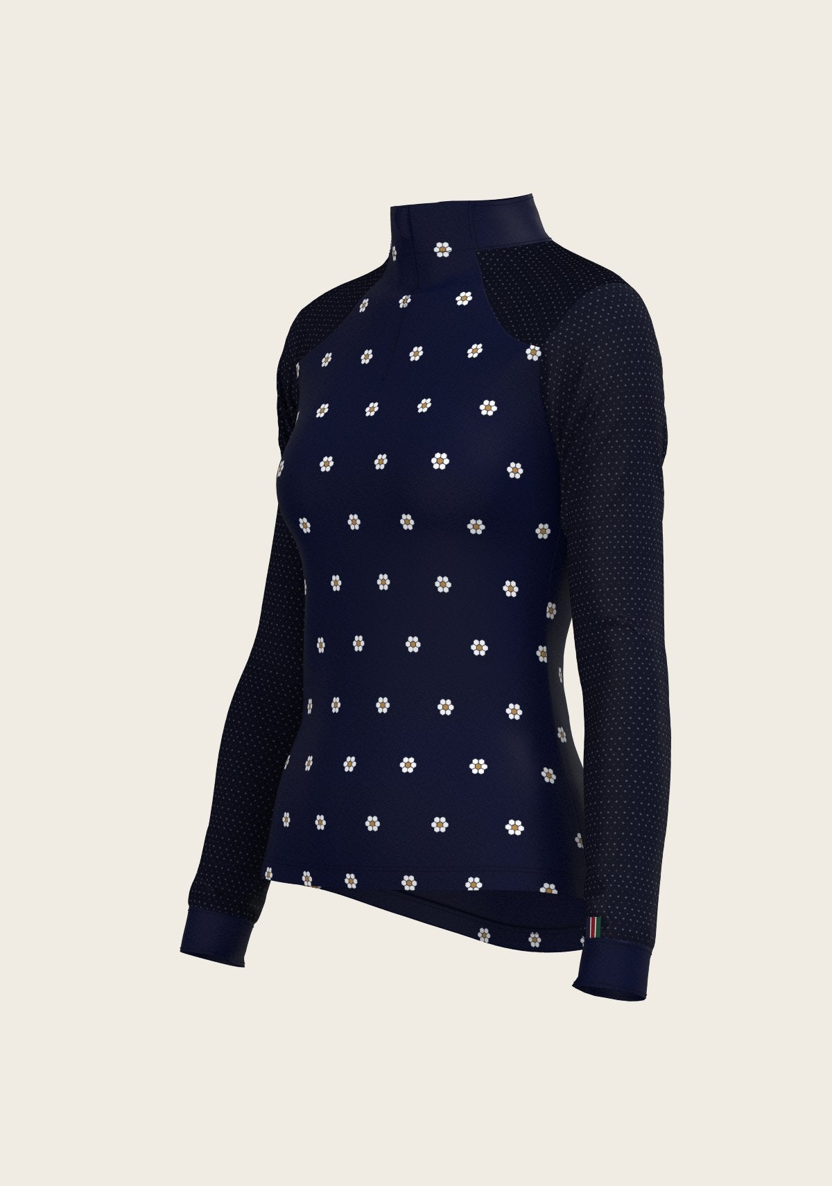 Mosaic Daises in Navy Long Sleeve Sport Sun Shirt - Espoir Equestrian - Equiluxe Tack