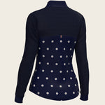 Mosaic Daises in Navy Long Sleeve Sport Sun Shirt - Espoir Equestrian - Equiluxe Tack