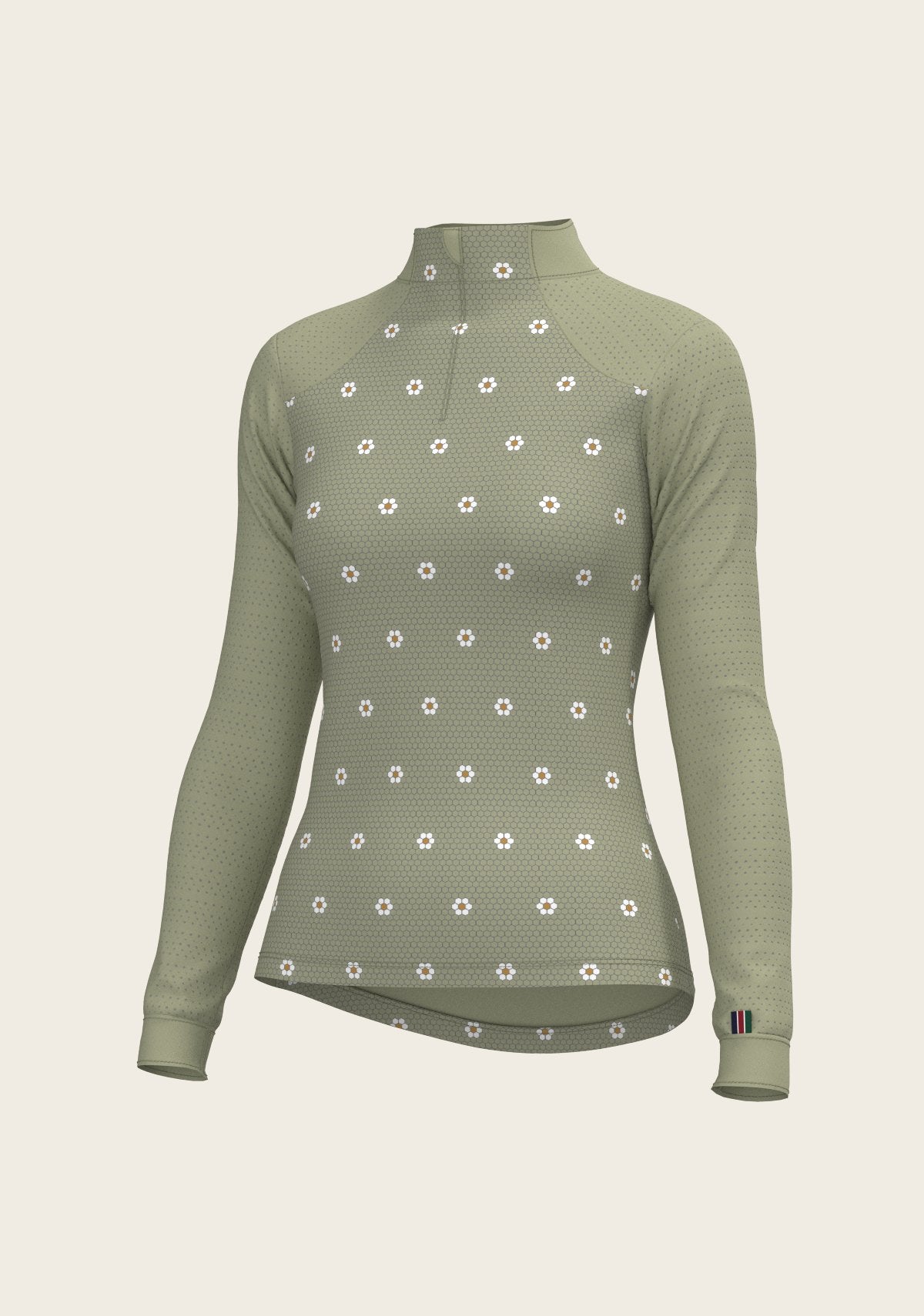 Mosaic Daises in Olive Long Sleeve Sport Sun Shirt - Espoir Equestrian - Equiluxe Tack