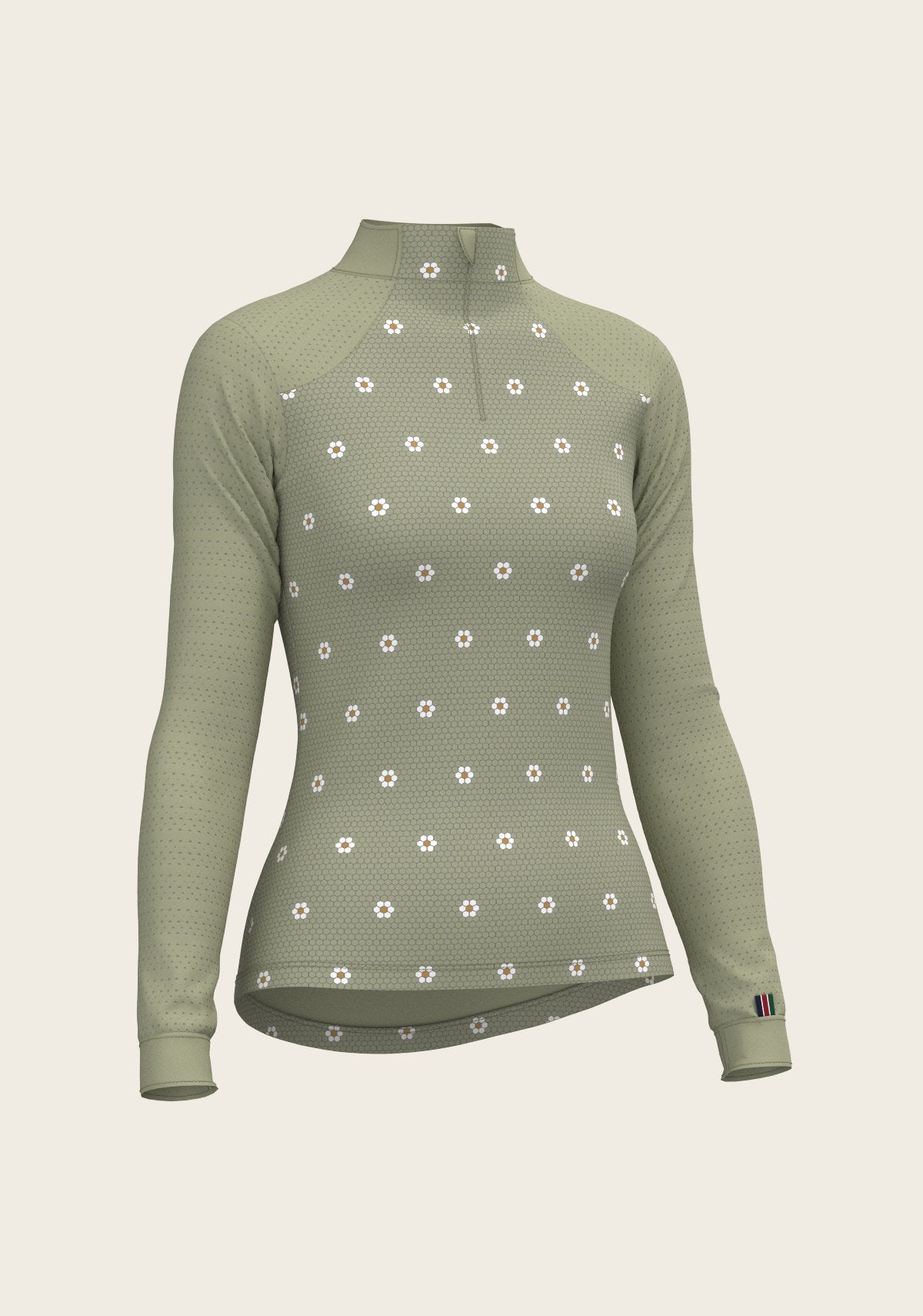 Mosaic Daises in Olive Long Sleeve Sport Sun Shirt - Espoir Equestrian - Equiluxe Tack